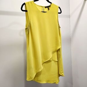 BCBGMAXAZRIA High-Low Sleeveless Shirt, Neon Yellow, Size M.